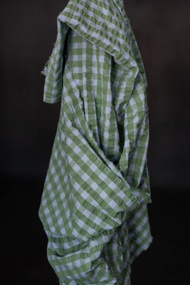 Palm Sky Gingham Indian Organic Cotton Seersucker - Merchant & Mills - Simplifi Fabric