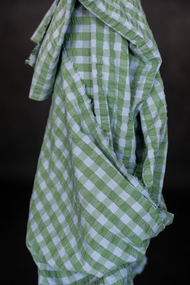 Palm Sky Gingham Indian Organic Cotton Seersucker - Merchant & Mills - Simplifi Fabric