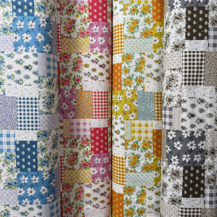 Patchwork Cotton-Linen Canvas - Japanese Import - Blue Tones