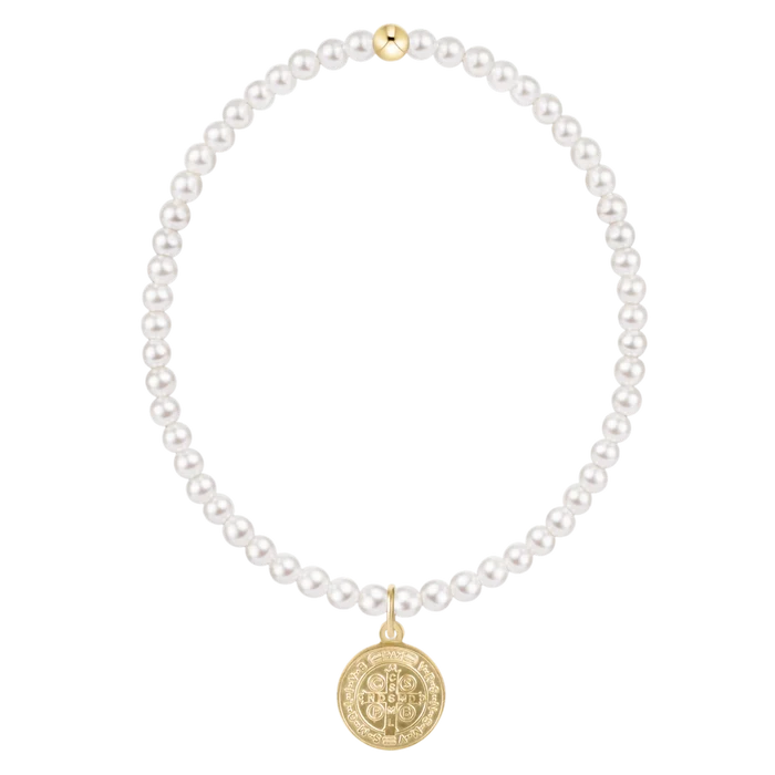 Pearl Blessing Gold Disc Charm