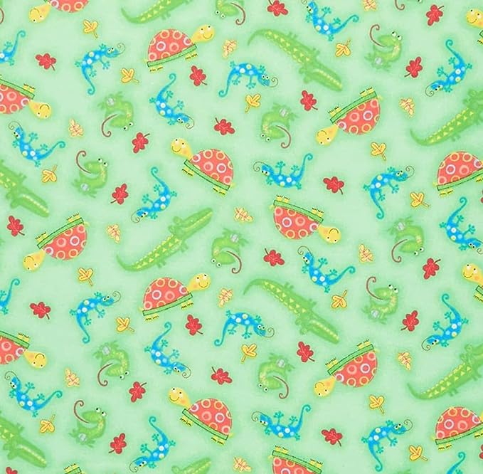 Pillowcase - Frogs, Alligators, Turtles, and Lizards on Green Comfy Flannel