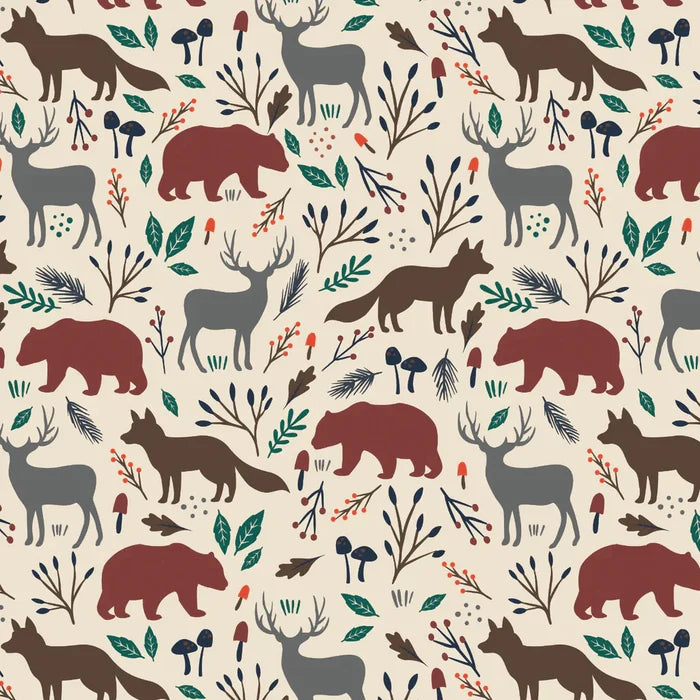 Pillowcase - Woodland Wildlife Cream Soft Flannel