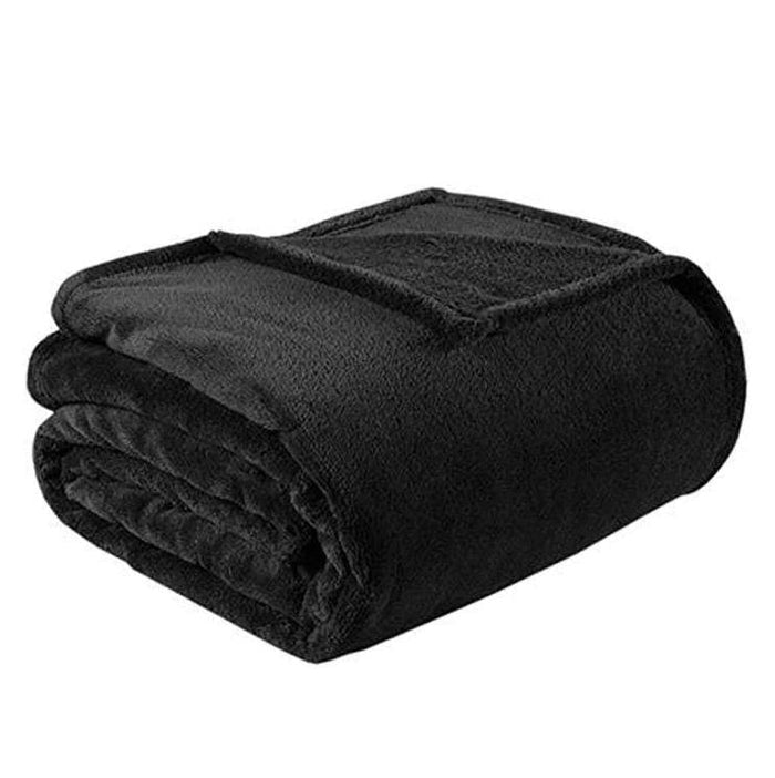 Plush Microfibre Black Blanket - Large Single