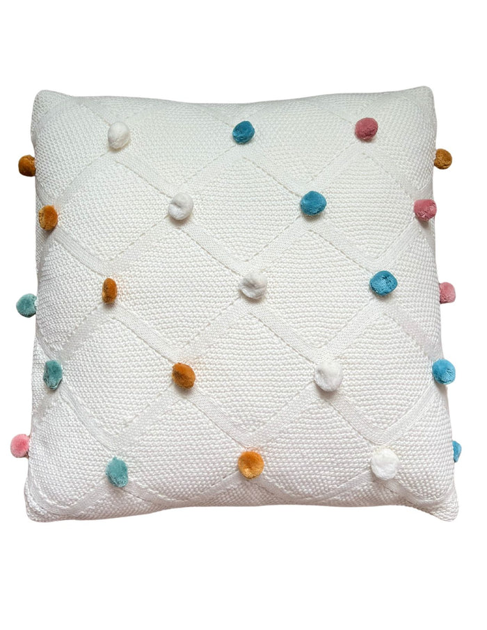 Polka Dot Pom Pom Throw Pillow - Rugs by Roo