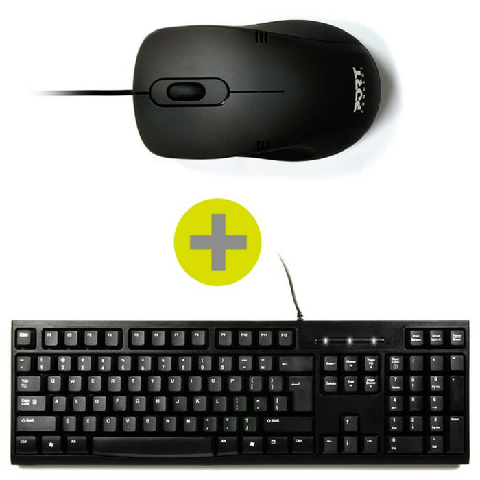 Port Connect Qwerty USB Wired Keyboard & Mouse - Black | 900900-UK from Port Connect - DID Electrical