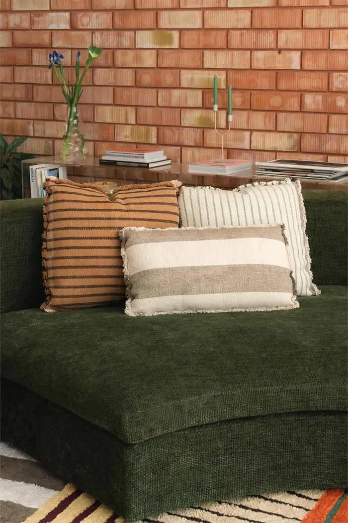 Rectangular Lines Brown Cushion