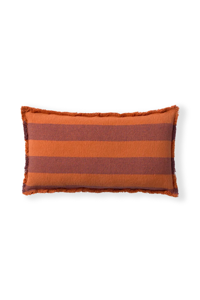 Rectangular Lines Terracotta Cushion