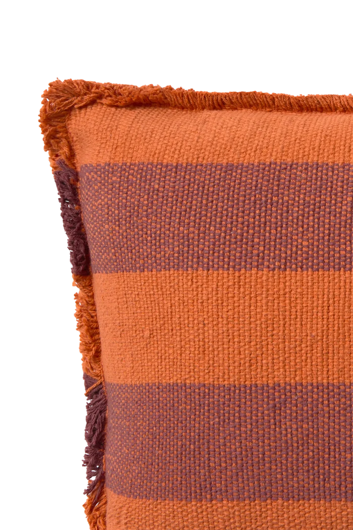 Rectangular Lines Terracotta Cushion