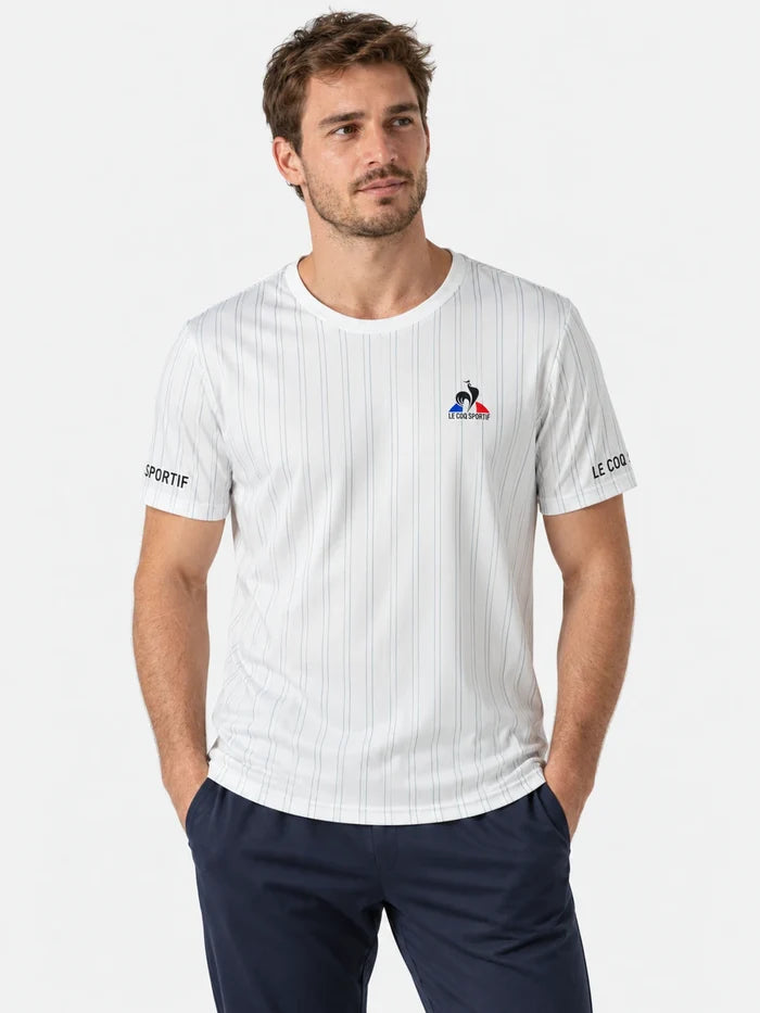 Remera Le Coq Sportif Tenis Stripe Blanco Training — vista principal