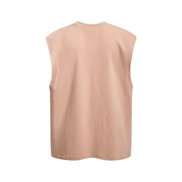 Plain beige sleeveless tank top shown from the back