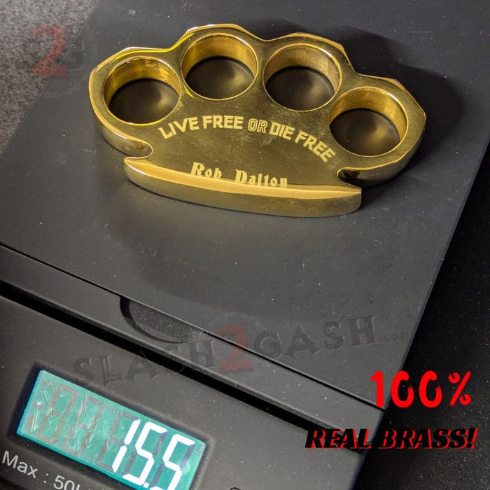 Robbie Dalton 100% Real Brass Knuckles - Live Free Die Free Paperweight Knuckle Duster