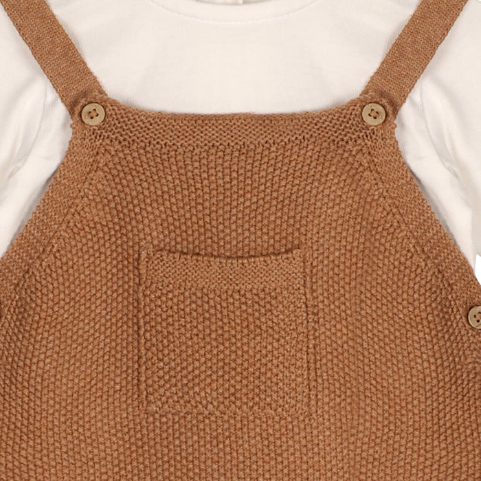 Chunky Sweater Knit Pocket Baby Overall & Bodysuit Set (Organic Cotton)