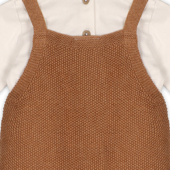 Chunky Sweater Knit Pocket Baby Overall & Bodysuit Set (Organic Cotton)