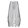 White wide-leg sweatpants with black star print and striped side panels, front view