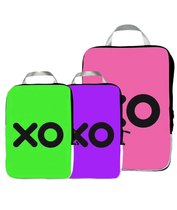 Set of 3 Packing Cubes - Purple, Pink and Green XO Distressed/seasonal accessories Keep It Multi
