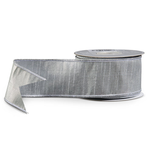 Silver Metallic Wired Ribbon, 2.5" X 10YDS