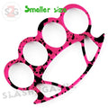 Small Hercules Knuckles Ladies Heavy Duty Belt Buckle & Paperweight - Pink Splatter