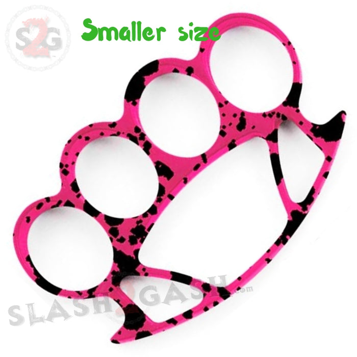 Small Hercules Knuckles Ladies Heavy Duty Belt Buckle & Paperweight - Pink Splatter