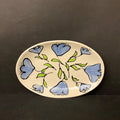 Small Oval Platter with Whimsical Pale Blue Flowers