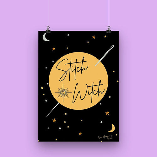 "STITCH WITCH" Sewing Themed A4 Print - Sew Anonymous - Simplifi Fabric
