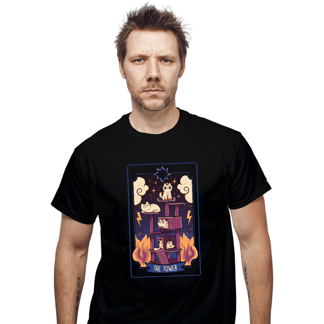 Daily_Deal_Shirts T-Shirts, Unisex / Small / Black The Tower Cat Tarot