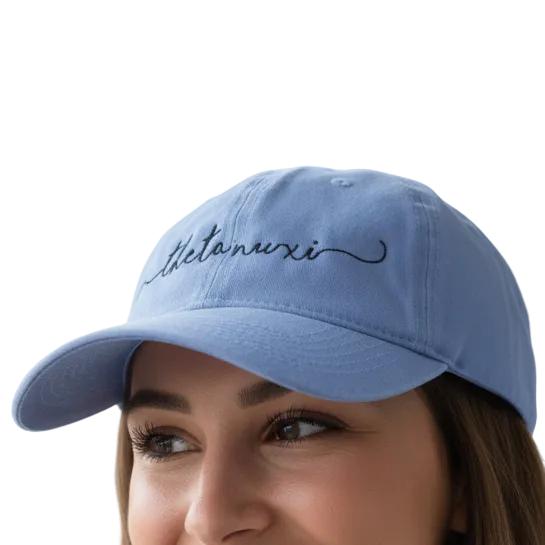 Theta Nu Xi Script Carolina Blue Hat