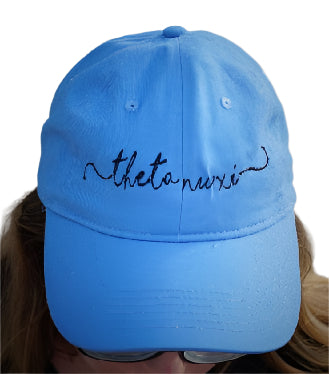 Theta Nu Xi Script Carolina Blue Hat