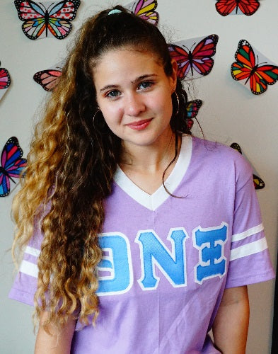 Theta Nu Xi Striped V-Neck