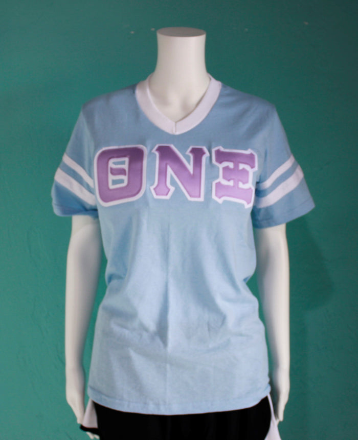 Theta Nu Xi Striped V-Neck