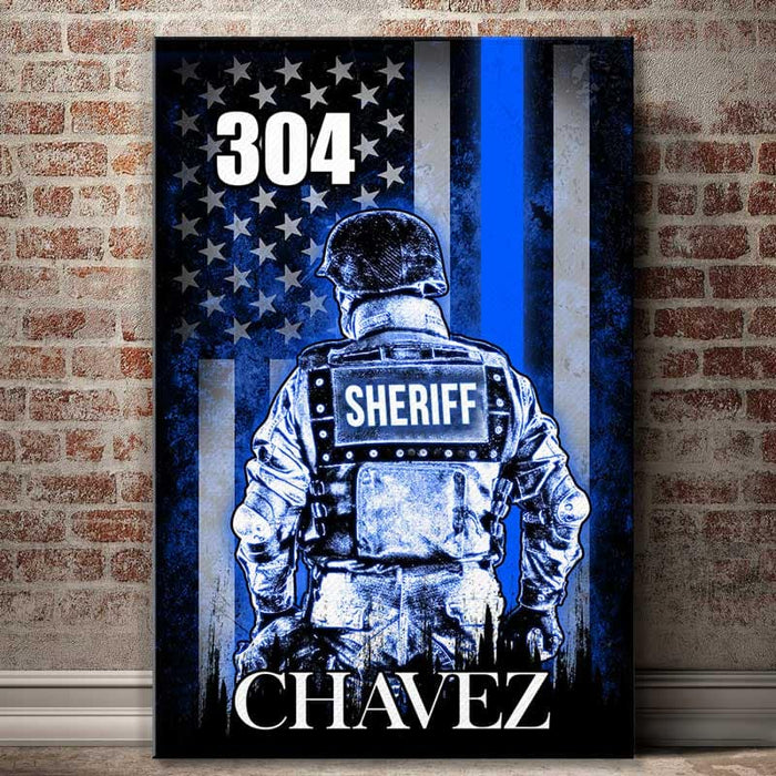 Canvas Prints Thin Blue Line Flag - Sheriff Suit Canvas Print