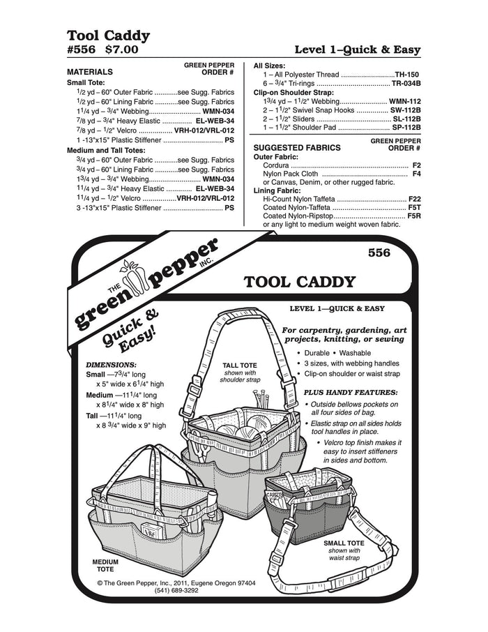 Tool Caddy Pattern - 556 - The Green Pepper Patterns - Simplifi Fabric