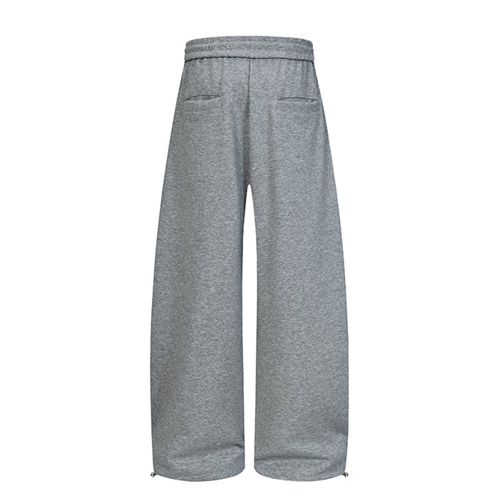 Back view of heather gray wide-leg sweatpants with two rear pockets and plain wide legs