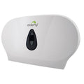 Twin jumbo toilet roll dispenser in white ABS, lockable wall unit