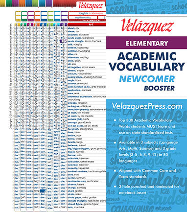 Velázquez Elementary Academic Vocabulary Newcomer Booster Set - Japanese