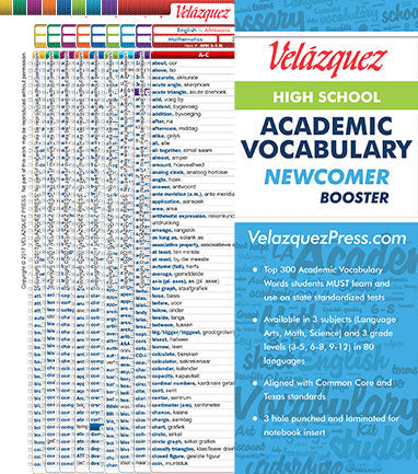 Velázquez High School Academic Vocabulary Newcomer Booster Set - Burmese
