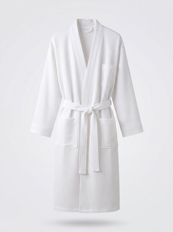 Waffle Bathrobe Poly/Cotton 240gsm - White
