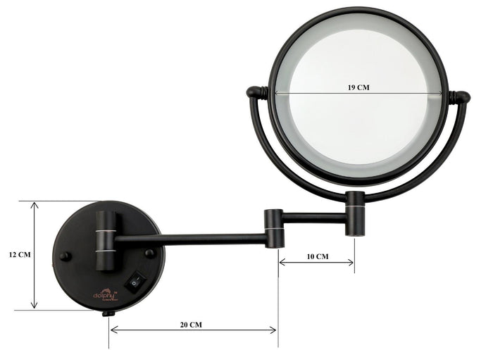 Wall mounted hotel mirror with LED Black