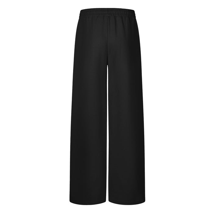 Black wide-leg sweatpants shown from the plain back, with an elastic waistband and relaxed legs