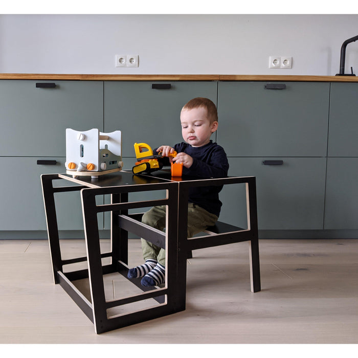 Rugs by Roo | Lakaluk Wooden Flush Multi-Function Kids Chair Table Learning Tower-1124 Grey