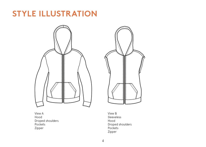Ziggy Zipper Hoodie Mens Paper Pattern - Wardrobe by Me - Simplifi Fabric