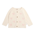 Natural Zoe Bow Sweater Knit Baby Button Cardigan in Organic Cotton